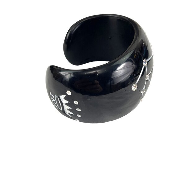 Black Jessica Kagan Cushman Leo Zodiac Cuff Bracelet With Silver Leo Symbols & R - Picture 5 of 8